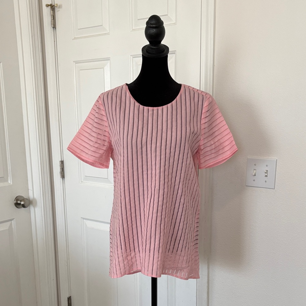 J.Crew sheer shadow striped top featuring vertical stripes
